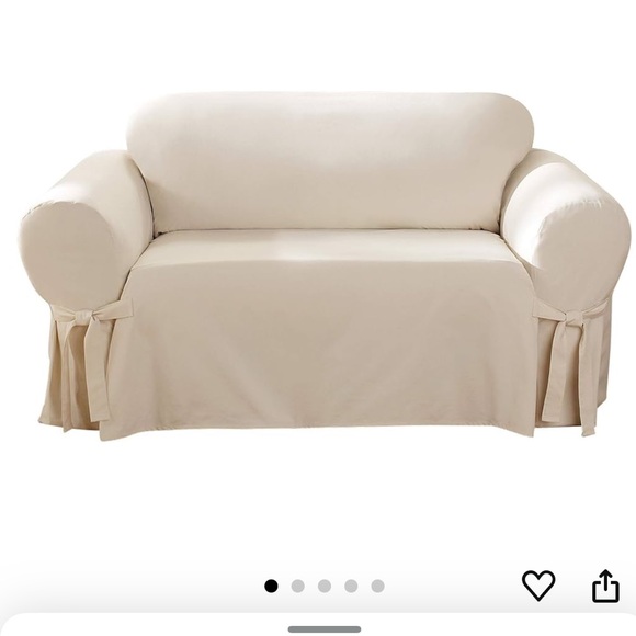 New SureFit Light Tan Basket Weave Loveseat Slipcover - Picture 1 of 4